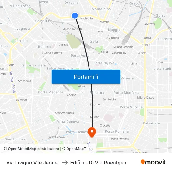 Via Livigno V.le Jenner to Edificio Di Via Roentgen map