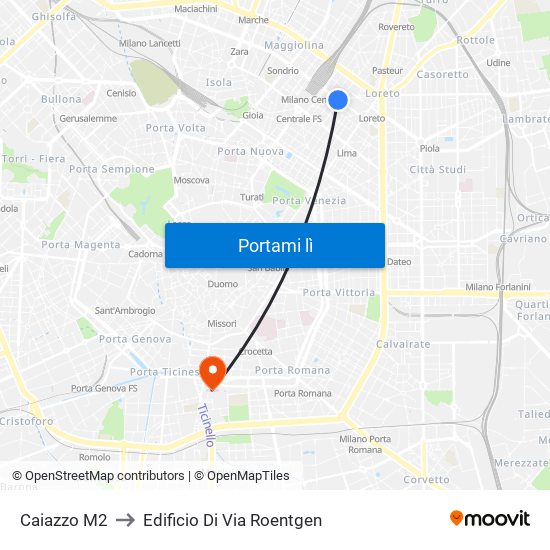 Caiazzo M2 to Edificio Di Via Roentgen map