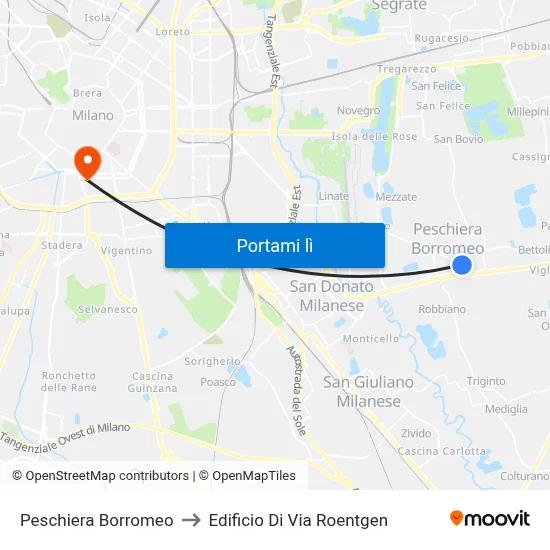 Peschiera Borromeo to Edificio Di Via Roentgen map