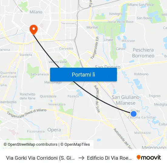 Via Gorki Via Corridoni (S. Giuliano) to Edificio Di Via Roentgen map