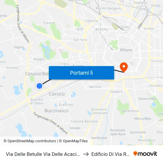 Via Delle Betulle Via Delle Acacie (Cesano B.) to Edificio Di Via Roentgen map