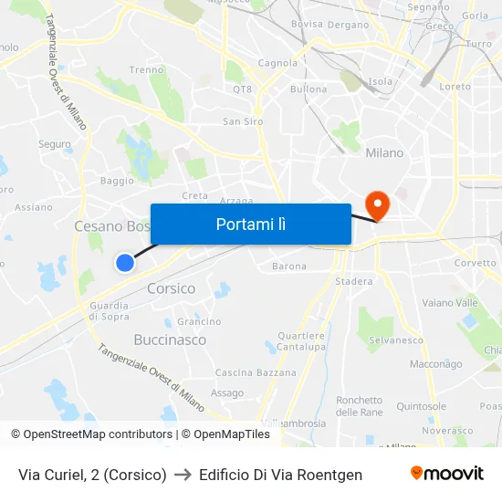 Via Curiel, 2 (Corsico) to Edificio Di Via Roentgen map