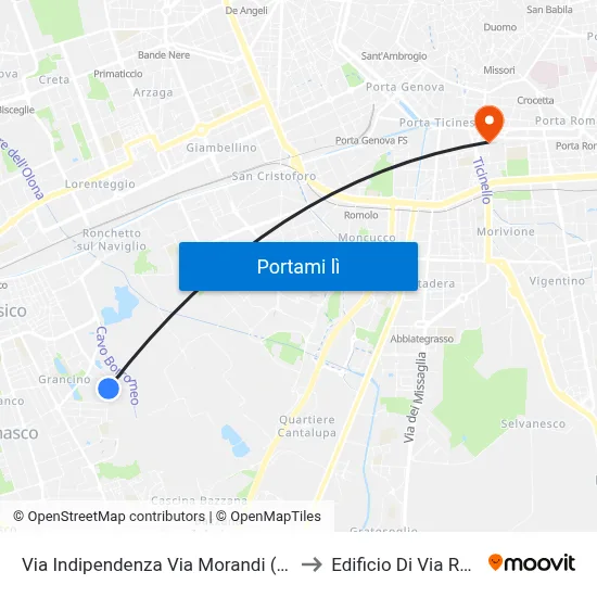 Via Indipendenza Via Morandi (Buccinasco) to Edificio Di Via Roentgen map