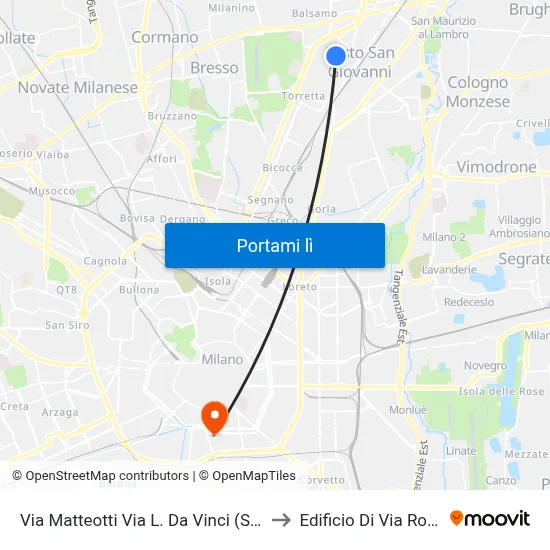 Via Matteotti Via L. Da Vinci (Sesto S. G.) to Edificio Di Via Roentgen map