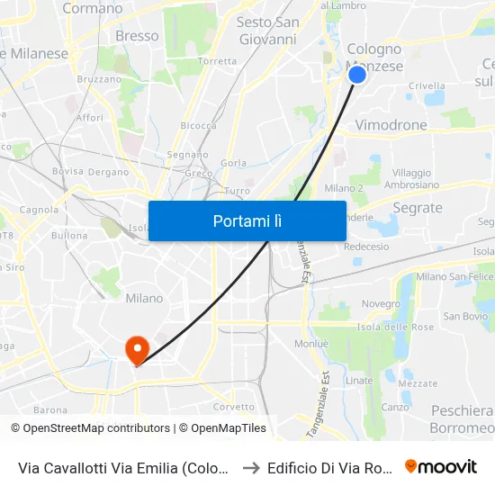 Via Cavallotti Via Emilia (Cologno M.Se) to Edificio Di Via Roentgen map