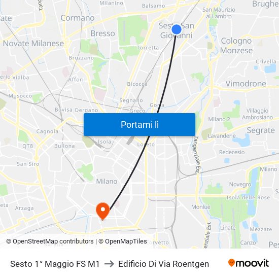 Sesto 1° Maggio FS M1 to Edificio Di Via Roentgen map