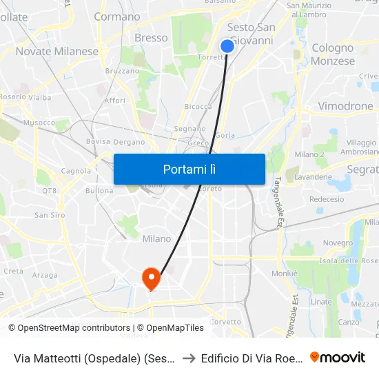 Via Matteotti (Ospedale) (Sesto S. G.) to Edificio Di Via Roentgen map