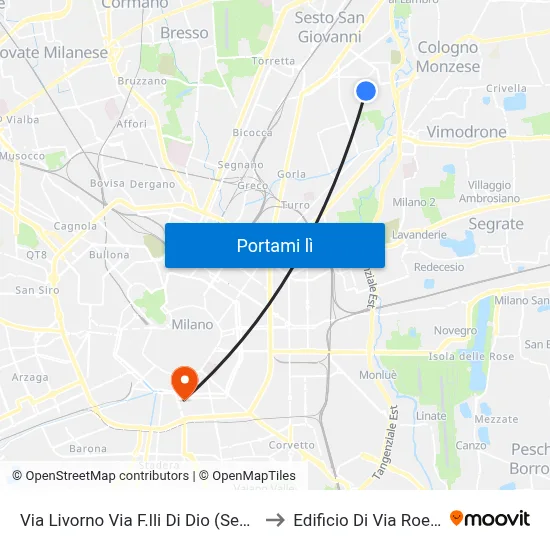 Via Livorno Via F.lli Di Dio (Sesto S. G.) to Edificio Di Via Roentgen map
