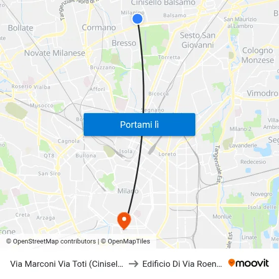 Via Marconi Via Toti (Cinisello B.) to Edificio Di Via Roentgen map