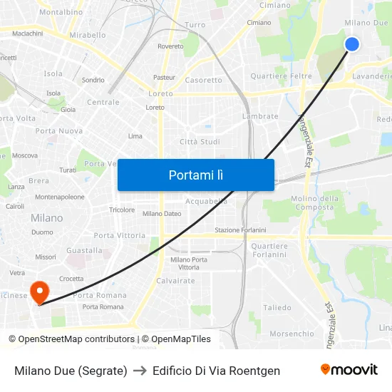 Milano Due (Segrate) to Edificio Di Via Roentgen map