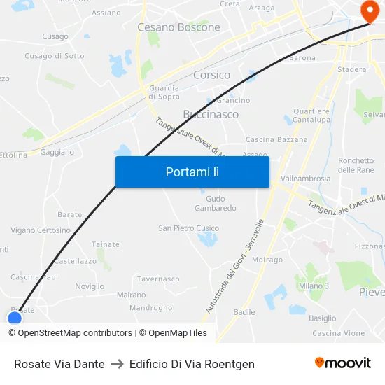 Rosate Via Dante to Edificio Di Via Roentgen map