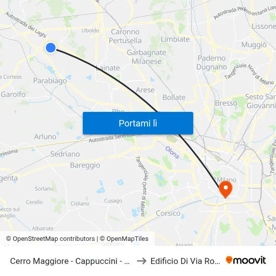 Cerro Maggiore -  Cappuccini - C. Dei Frati to Edificio Di Via Roentgen map