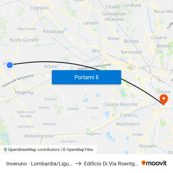 Inveruno -  Lombardia/Liguria to Edificio Di Via Roentgen map