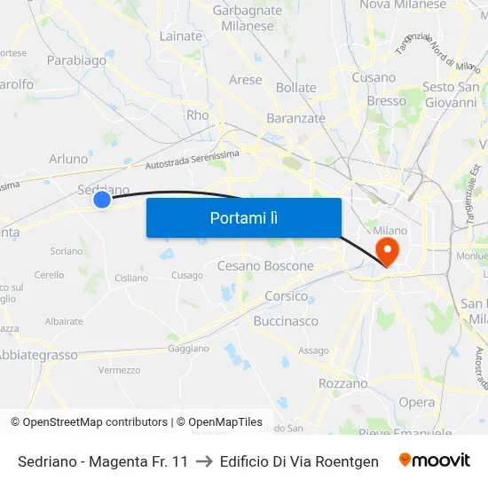 Sedriano -  Magenta Fr.  11 to Edificio Di Via Roentgen map