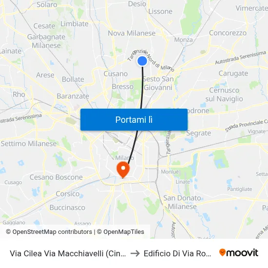 Via Cilea Via Macchiavelli (Cinisello B.) to Edificio Di Via Roentgen map