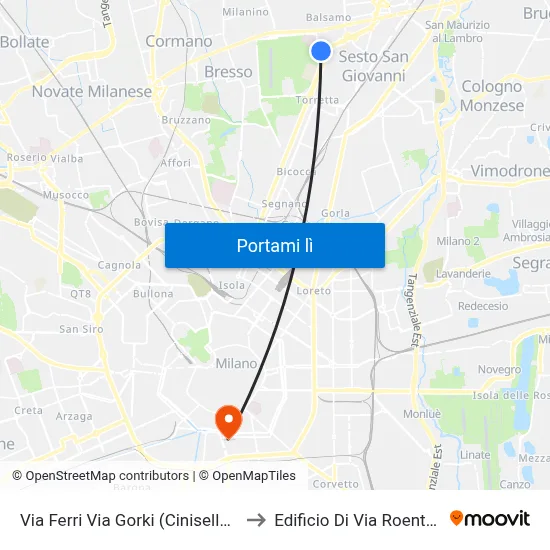 Via Ferri Via Gorki (Cinisello B.) to Edificio Di Via Roentgen map