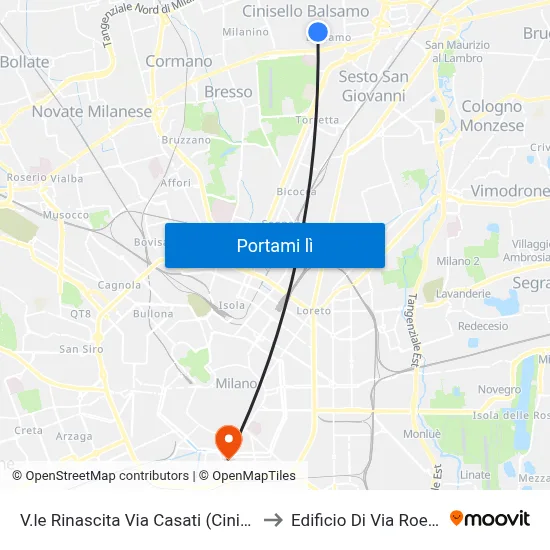 V.le Rinascita Via Casati (Cinisello B.) to Edificio Di Via Roentgen map