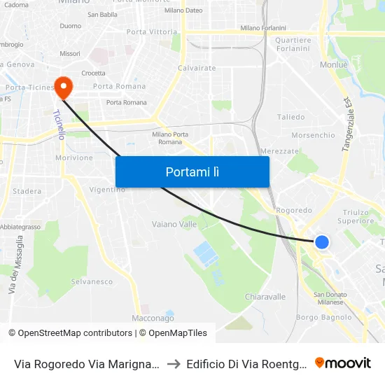 Via Rogoredo Via Marignano to Edificio Di Via Roentgen map