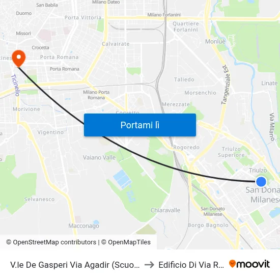 V.le De Gasperi Via Agadir (Scuole) (S. Donato) to Edificio Di Via Roentgen map