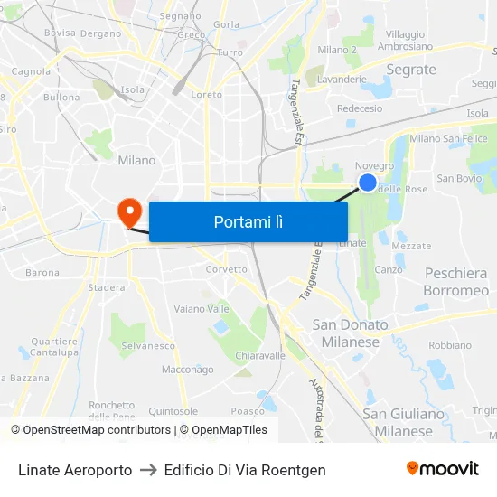 Linate Aeroporto to Edificio Di Via Roentgen map