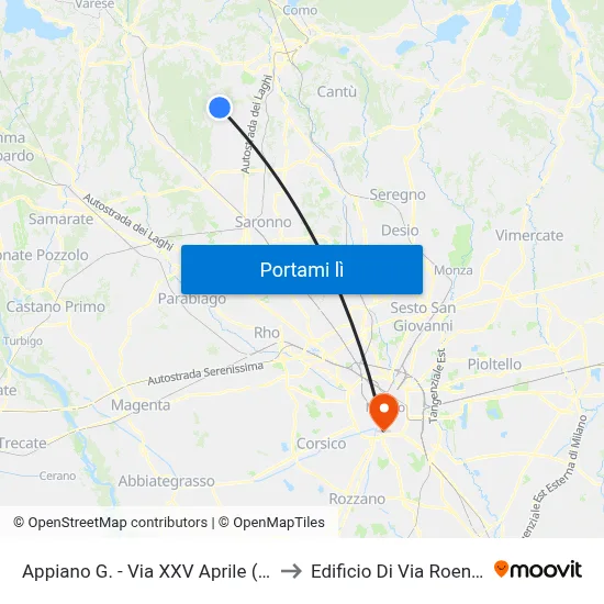 Appiano G. - Via XXV Aprile (Vigili) to Edificio Di Via Roentgen map