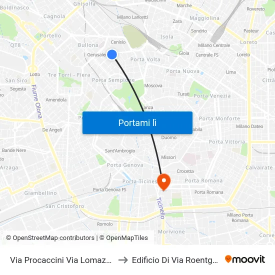Via Procaccini Via Lomazzo to Edificio Di Via Roentgen map