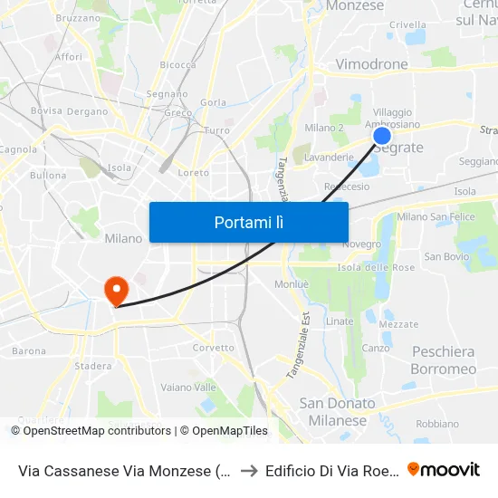 Via Cassanese Via Monzese (Segrate) to Edificio Di Via Roentgen map