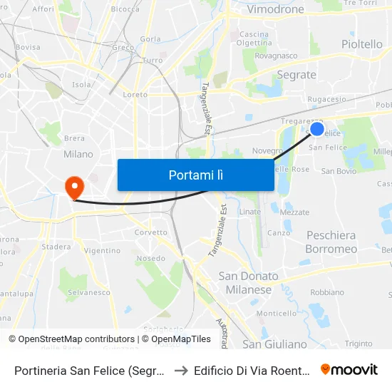 Portineria San Felice (Segrate) to Edificio Di Via Roentgen map