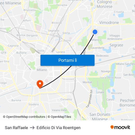 San Raffaele to Edificio Di Via Roentgen map