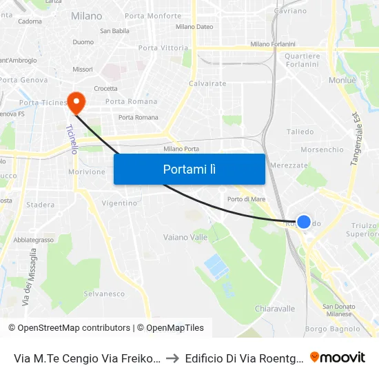 Via M.Te Cengio Via Freikofel to Edificio Di Via Roentgen map