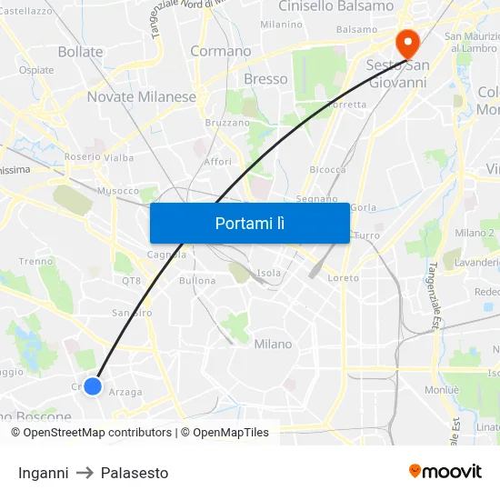 Inganni to Palasesto map
