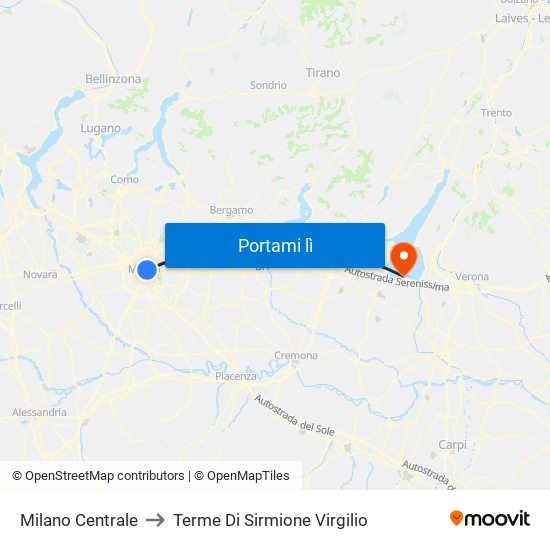Milano Centrale to Terme Di Sirmione Virgilio map