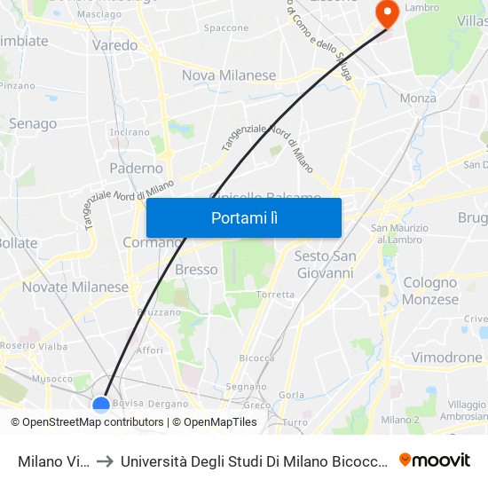 Milano Villapizzone to Università Degli Studi Di Milano Bicocca - Facoltà Di Medicina E Chirurgia map