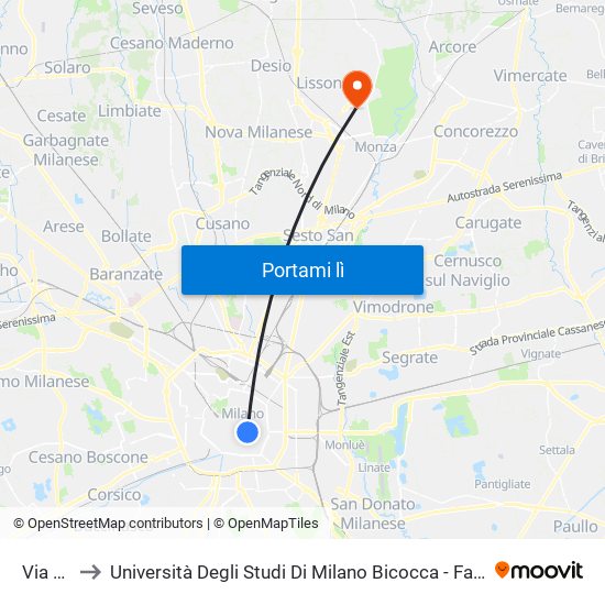 Via Larga to Università Degli Studi Di Milano Bicocca - Facoltà Di Medicina E Chirurgia map