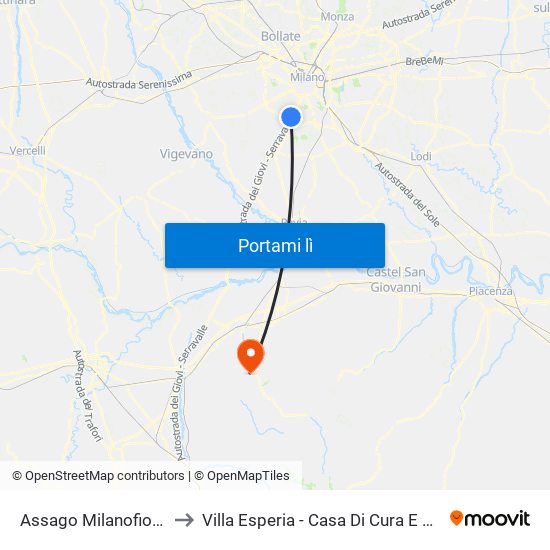 Assago Milanofiori Forum to Villa Esperia - Casa Di Cura E Riabilitazione map