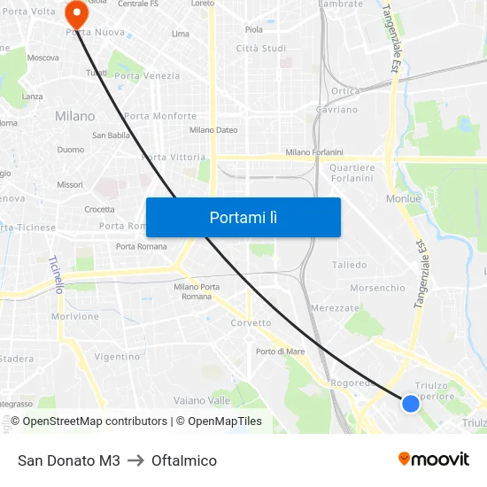 San Donato M3 to Oftalmico map