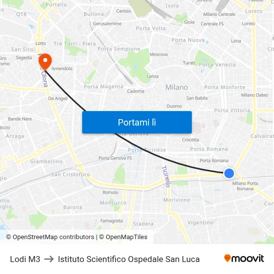 Lodi M3 to Istituto Scientifico Ospedale San Luca map
