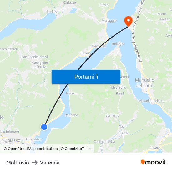 Moltrasio to Varenna map