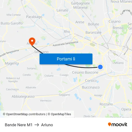 Bande Nere M1 to Arluno map