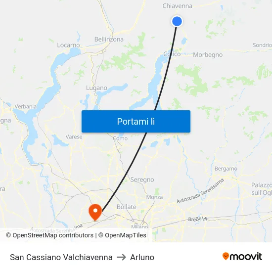 San Cassiano Valchiavenna to Arluno map