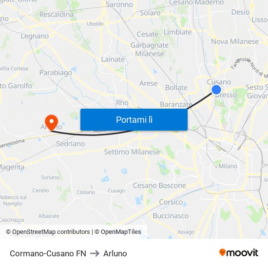 Cormano-Cusano FN to Arluno map