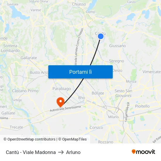 Cantù - Viale Madonna to Arluno map