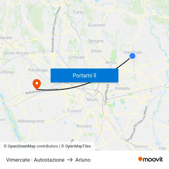 Vimercate - Autostazione to Arluno map