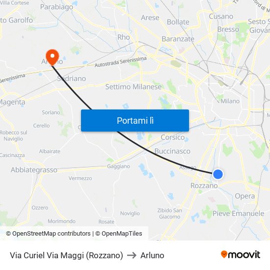 Via Curiel Via Maggi (Rozzano) to Arluno map
