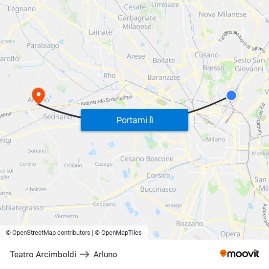 Teatro Arcimboldi to Arluno map