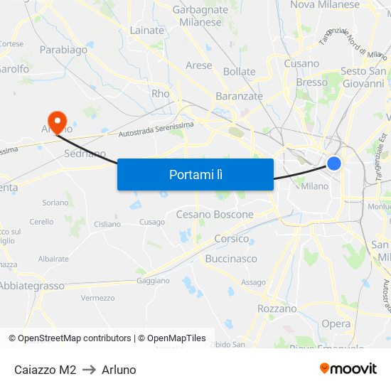 Caiazzo M2 to Arluno map