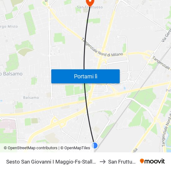Sesto San Giovanni I Maggio-Fs-Stallo Z227 to San Fruttuoso map