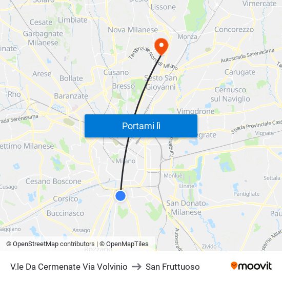 V.le Da Cermenate Via Volvinio to San Fruttuoso map