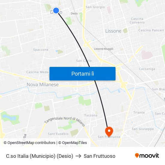 C.so Italia (Municipio) (Desio) to San Fruttuoso map