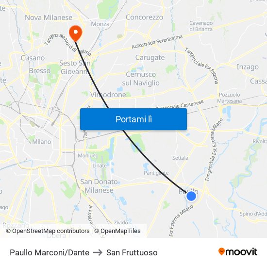 Paullo Marconi/Dante to San Fruttuoso map